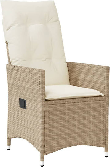 Outdoor-Sessel Rattan Beige mit Kissen 2Stück 49x50.5x92εκ.