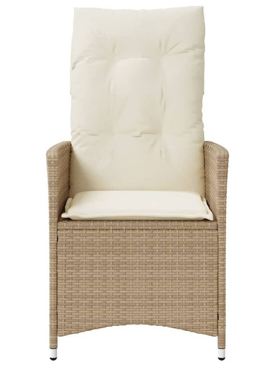 Fotoliu de exterior Rattan Bej cu pernă 2buc 49x50.5x92cm