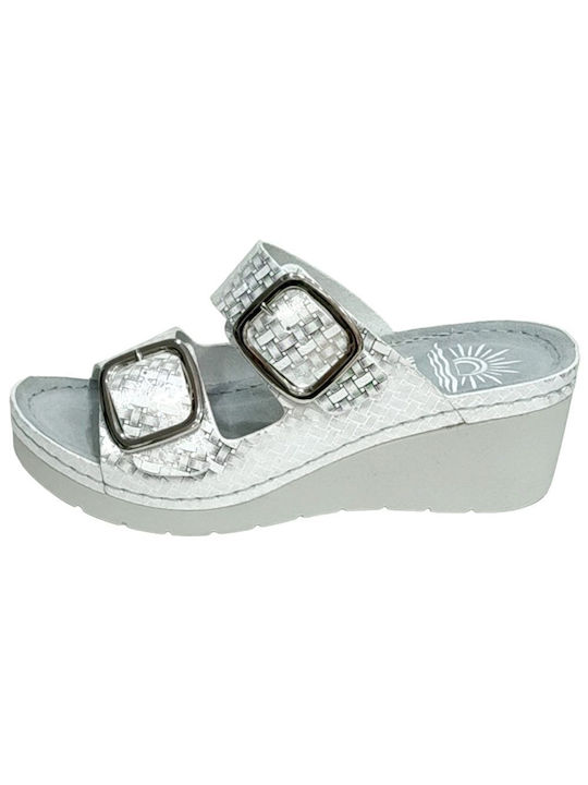 Sunny Sandal Women's Platform Wedge Sandals Silver