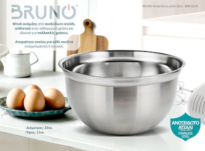 Bruno Stainless Steel Mixing Bowl with Diameter 22cm and Height 22cm.