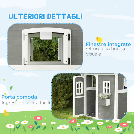Outsunny Παιδικό Σπιτάκι Κήπου Γκρι 104.5x110x137εκ.