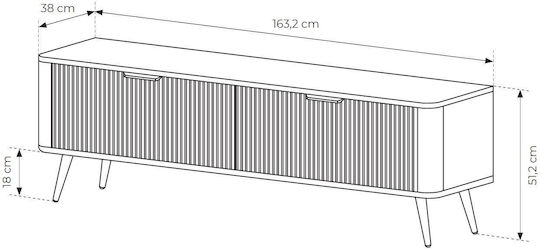 Έπιπλο Τηλεόρασης Ανθρακί Μ163xΠ38xΥ51cm