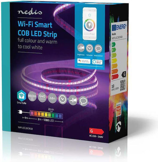 Nedis Smart LED Strip Wi-Fi 220V RGB Light 2m Type COB with Power Supply