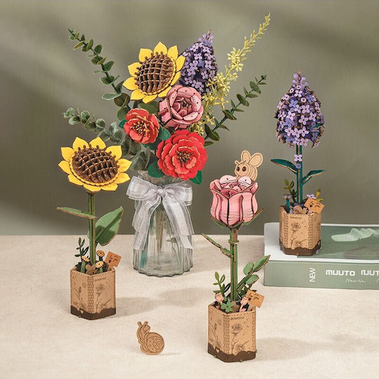 Puzzle 3d Buchet De Flori Rowood Lemn 581 Piese