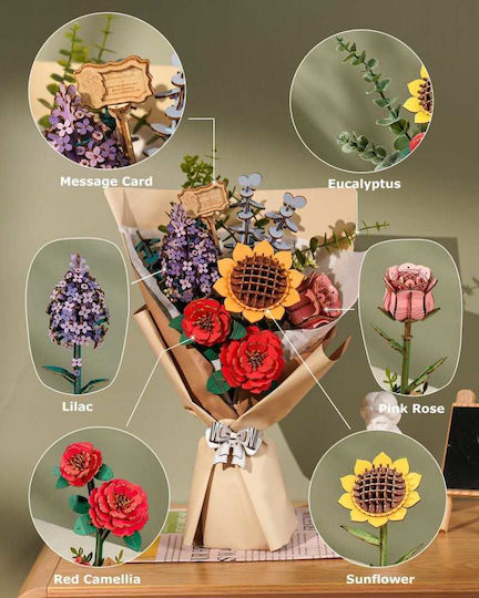 Puzzle 3d Buchet De Flori Rowood Lemn 581 Piese