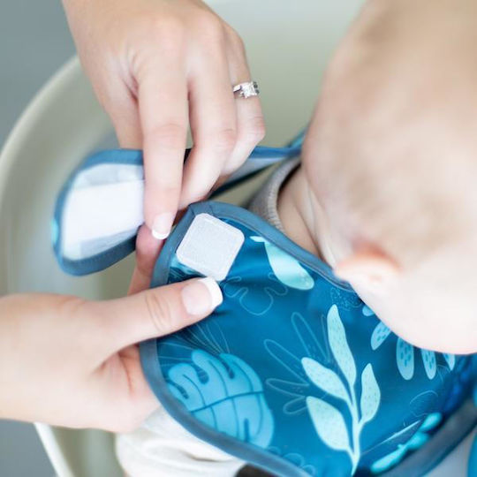 Bumkins SuperBib Dino Αδιάβροχη Σαλιάρα Πλαστική με Αυτοκόλλητο & Τσέπη Μπλε για 24 m+ 3τμχ