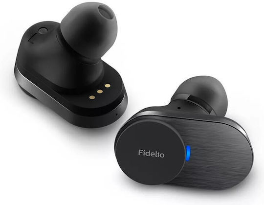 Philips Fidelio T1 In-ear Bluetooth Handsfree Ακουστικά με Αντοχή στον Ιδρώτα και Θήκη Φόρτισης Μαύρα