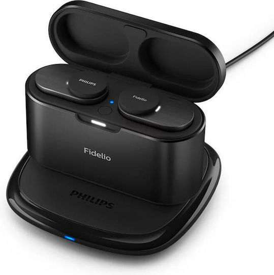 Philips Fidelio T1 In-ear Bluetooth Handsfree Ακουστικά με Αντοχή στον Ιδρώτα και Θήκη Φόρτισης Μαύρα