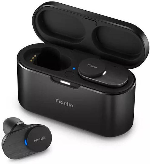 Philips Fidelio T1 In-ear Bluetooth Handsfree Ακουστικά με Αντοχή στον Ιδρώτα και Θήκη Φόρτισης Μαύρα