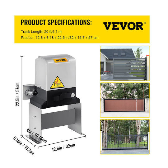 Vevor Σετ Μοτέρ για Συρόμενη Γκαραζόπορτα έως 600kg
