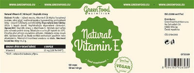 GreenFood Nutrition Natural Vitamin E Vitamina pentru Pielea & Antioxidant 60 capace