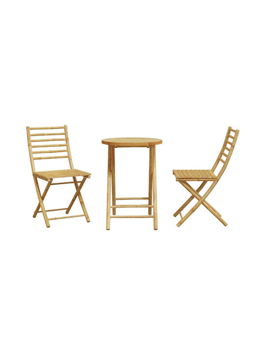 Garden & Outdoor Furniture Sets Dining Room Set Pieces for Small Balcony 3 Pieces Bamboo