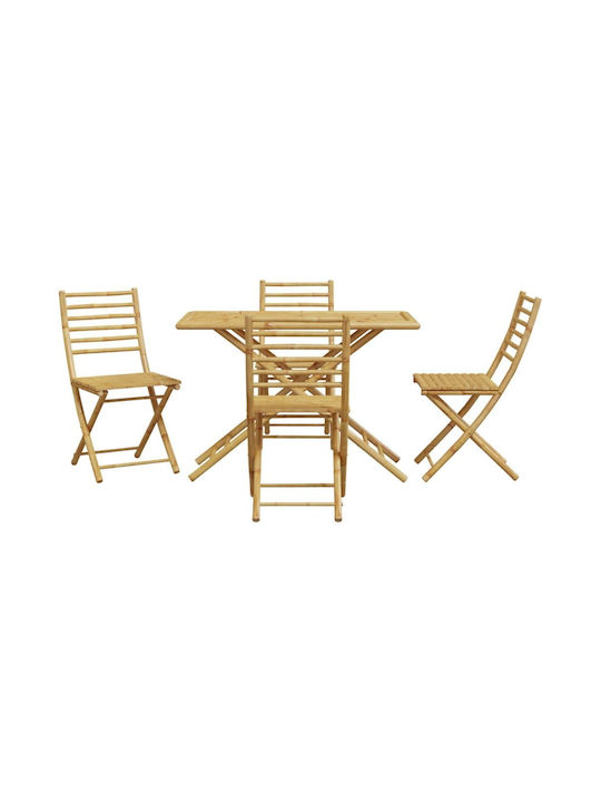 Set Sala De Mese Pentru Exterior 5 Piese Din Bambus Cu Perne