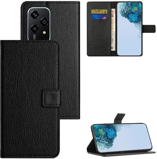 Litchi Texture Wallet Negru (Honor 200 Lite 5G)