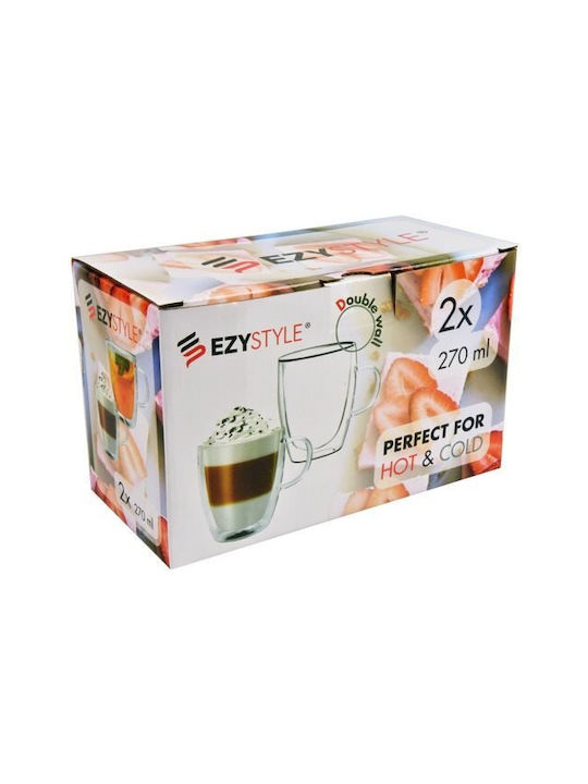 Ezystyle Tea Double Walled Σετ Ποτήρια από Γυαλί 270ml 2τμχ