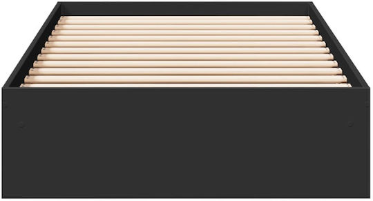 Suport Pat Single Din Lemn Negru Cu Plăci Pentru Saltea 75x190cm