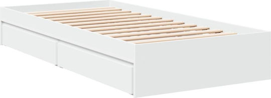 Υπόστρωμα Pat Single Din Lemn Alb Cu Plăci Pentru Saltea 75x190cm