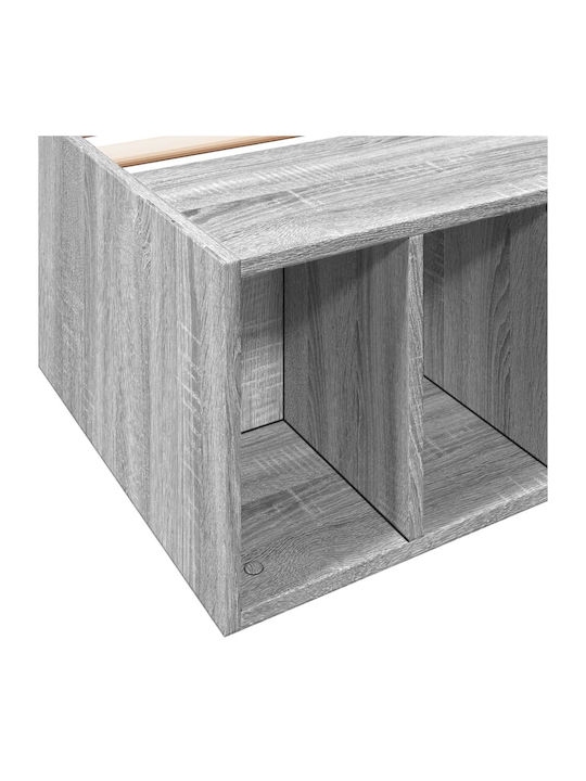 Suport Pat Single Din Lemn Gri Cu Plăci Pentru Saltea 100x200cm