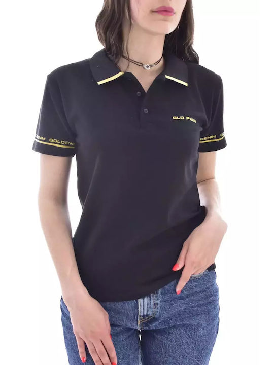 Goldenim Damen Polo Bluse Schwarz