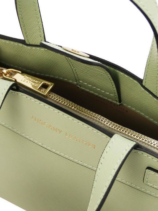 Tuscany Leather Δερμάτινη Γυναικεία Τσάντα Ώμου Πράσινη