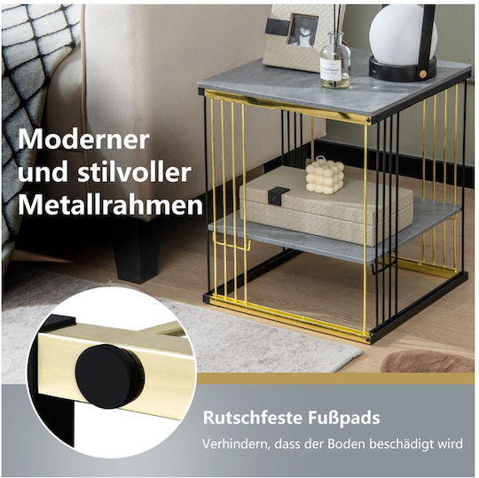 Square Side Table Wooden Metal M39xL39xH45cm