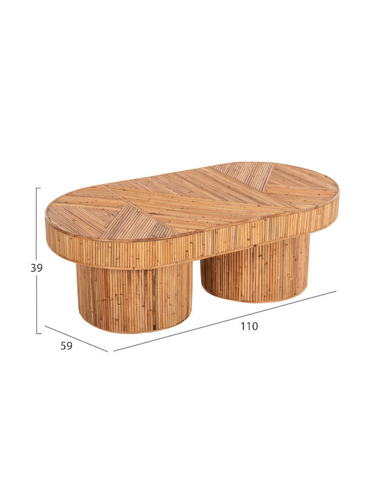 Oval Măsuță de Cafea Gatsby din Bambus Culoare Natural L110xP59xH39cm.