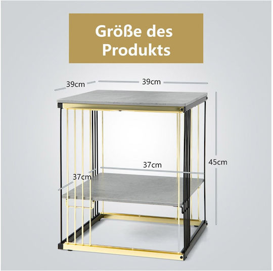 Square Side Table Wooden Metal M39xL39xH45cm