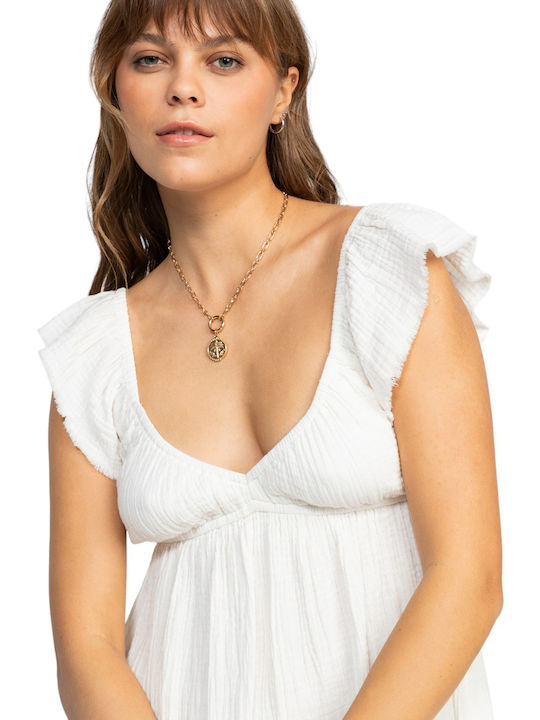 Luna Καλοκαιρινό Mini Φόρεμα με Βολάν White