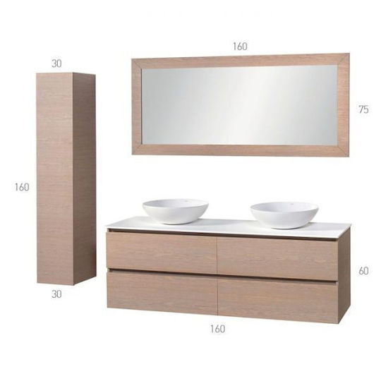 Mabo Στήλη Μπάνιου Δαπέδου Μ160xΒ30xΥ30cm Δρυς