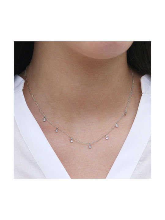 Necklace from White Gold 18k with Diamond