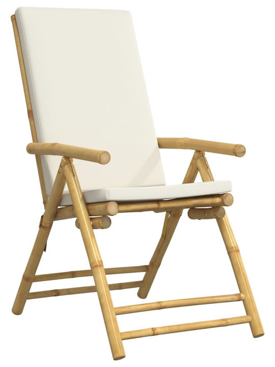 Outdoor-Stuhl Bamboo Cream mit Kissen 4Stück 77x55x99εκ.