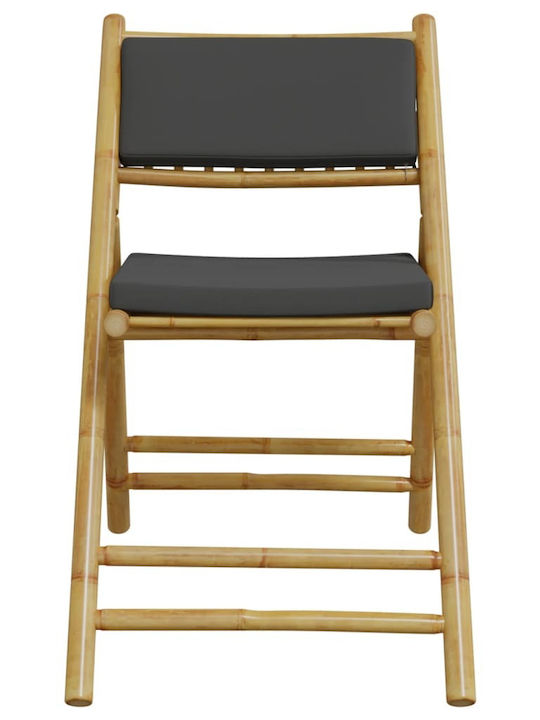 Outdoor Chair Bamboo Grey with Cushion 3pcs 59x51x87cm
