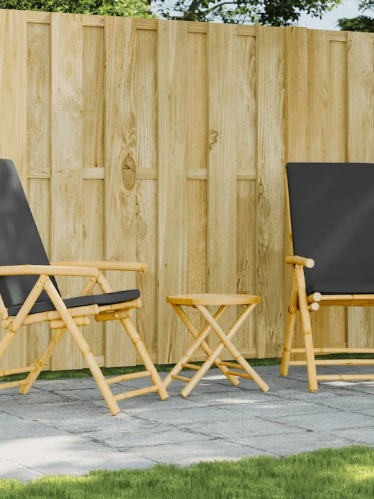 Outdoor-Stuhl Bamboo Grey mit Kissen 3Stück 45x45εκ.
