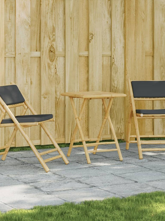 Outdoor-Stuhl Bamboo Grey mit Kissen 3Stück 55x55x75εκ.