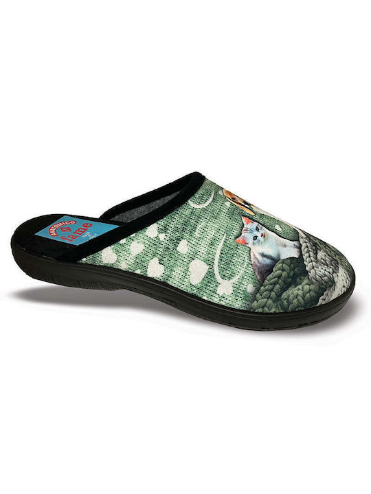 FAME Winter Women's Slippers in Green color