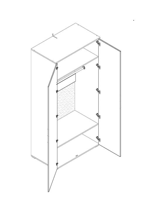 Two Door Wardrobe White 100x55.3x210cm