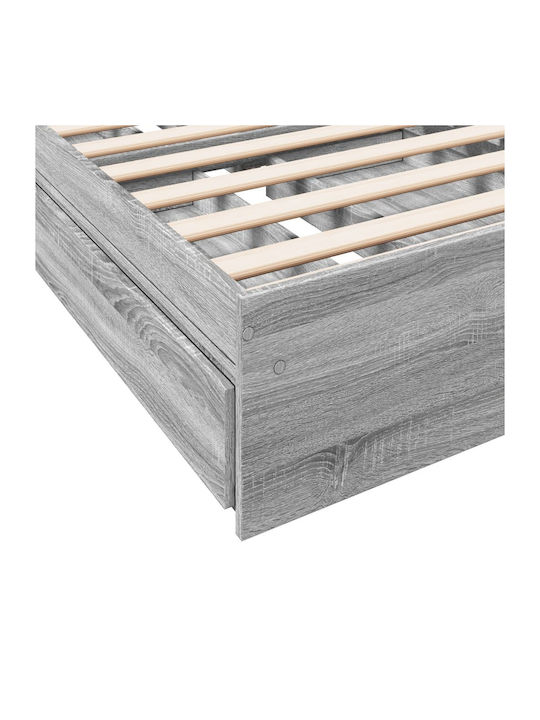 Einzelbett aus Holz Grau mit Lattenrost für Matratze 90x190cm
