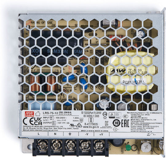 Einstellbares LED-Netzteil IP20 Leistung 75W mit Ausgangsspannung 12V