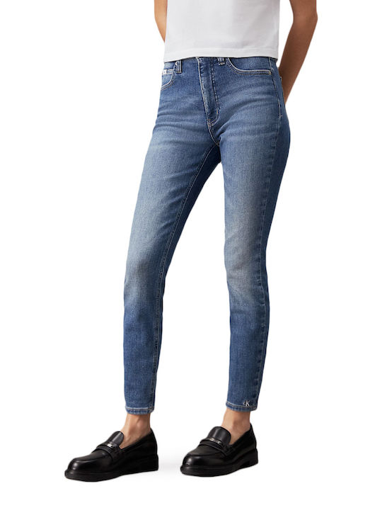 Calvin Klein Ψηλόμεσο Γυναικείο Jean Παντελόνι σε Super Skinny Εφαρμογή Μπλε