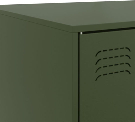 Masă Laterală Rectangulară Metalică Verde Măsliniu L67xL50xÎ44cm