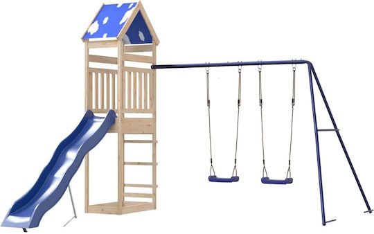 vidaXL Holzturm mit Kletterfläche Braun