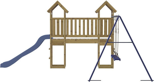 vidaXL Wooden Tower with Climbing Surface 308x406x208cm. Brown