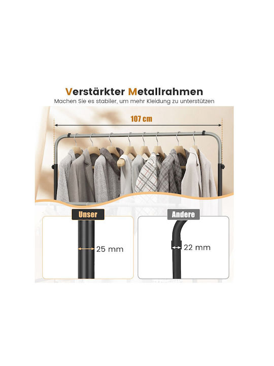 Costway Floor Garment Rack made of Metal Black 108x50x160cm
