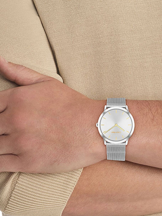 Calvin Klein Exceptional Ανδρικό Ρολόι 37mm Χρονογράφος Μπαταρίας με Ασημί Μεταλλικό Μπρασελέ