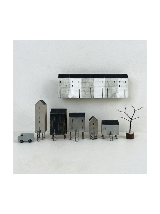 Synchronia Κρεμάστρα Τοίχου Ξύλινη 2 Θέσεων Γκρι 5.5x16.2cm