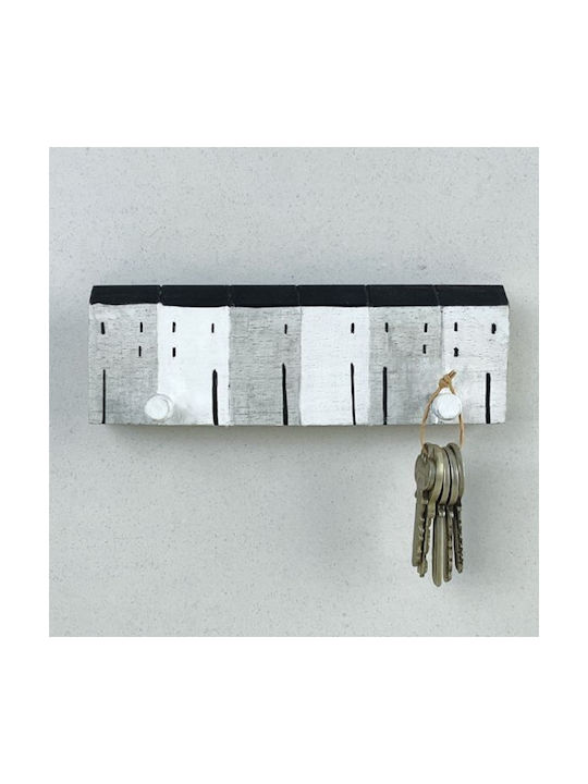 Synchronia Κρεμάστρα Τοίχου Ξύλινη 2 Θέσεων Γκρι 5.5x16.2cm