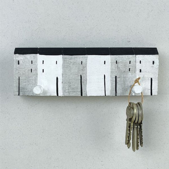 Synchronia Wandhalterung Hölzernes 2 Haken Grau 5.5x16.2cm