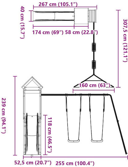 vidaXL Holzturm Braun