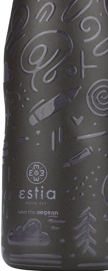 Travel Flask Save the Aegean Ανακυκλώσιμο Μπουκάλι Θερμός Ανοξείδωτο BPA Free 500ml Noir Echo