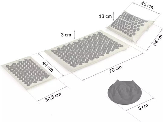 Neo Sport Acupressure Σετ 3τμχ Μαξιλάρι Τσάντα Μεταφοράς 70x44cm Μπεζ Μαύρο